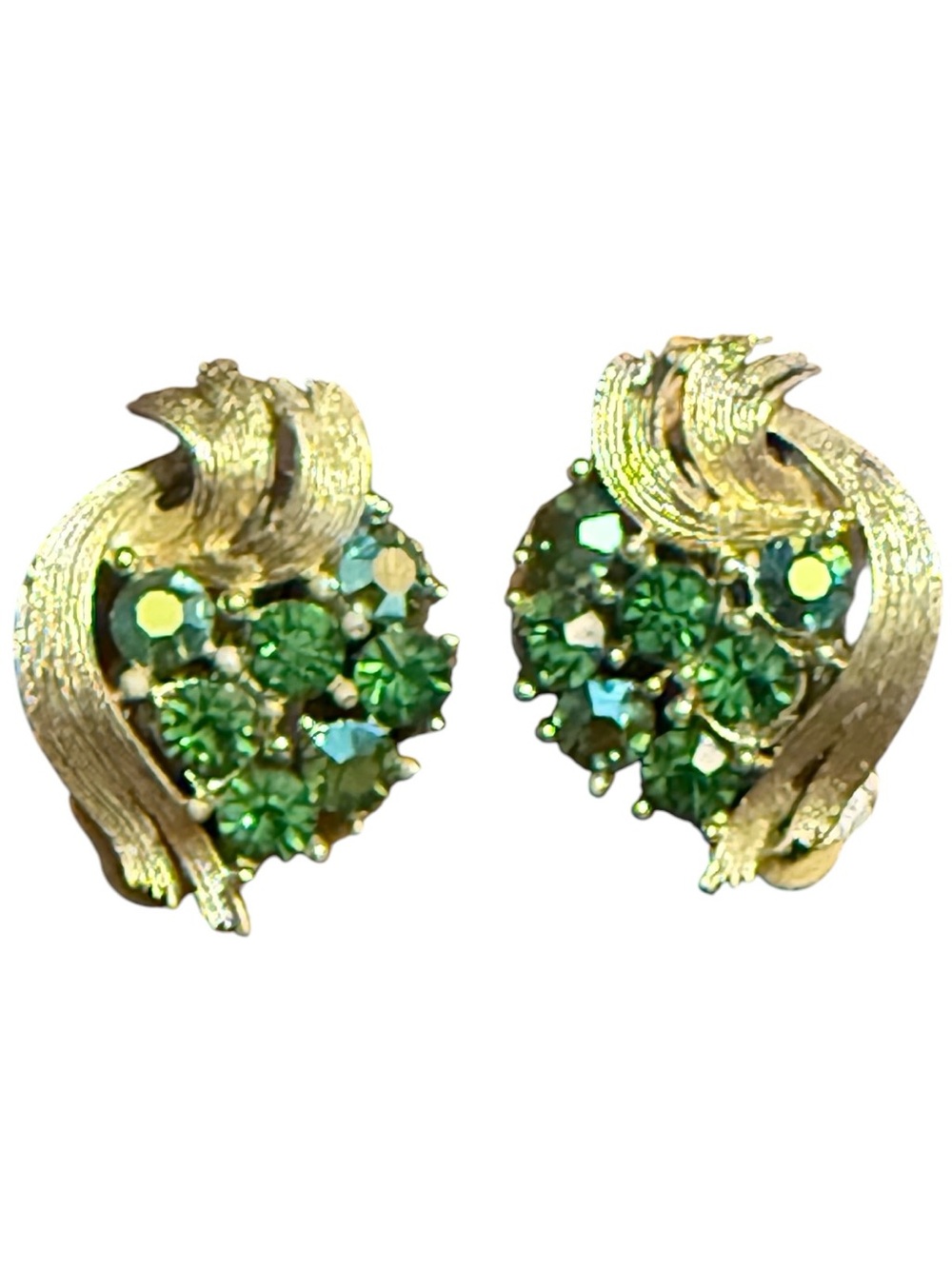 Lisner Gold-Tone Earrings with Green Crystal Cluster Accents